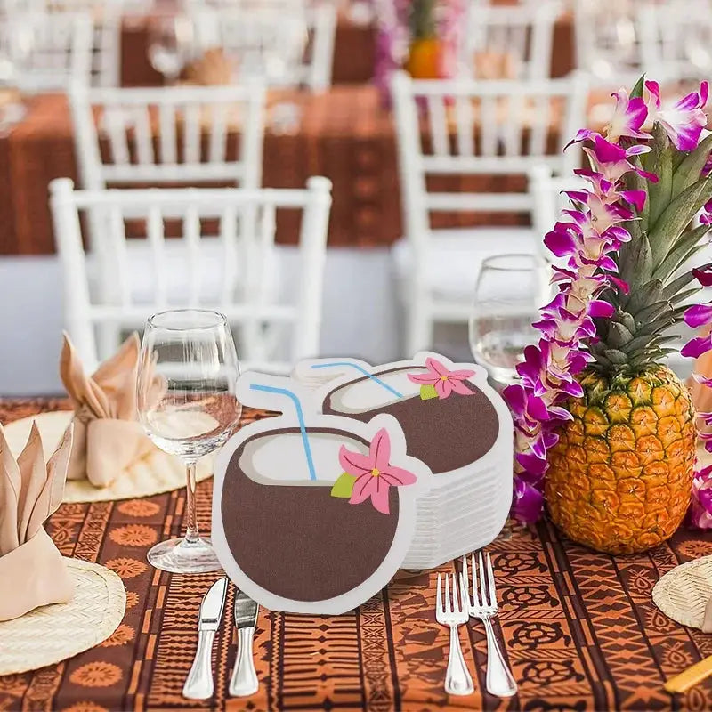 Coconut Paper Napkins | 20 Piece Pack | Solid Color | Tropical Pattern