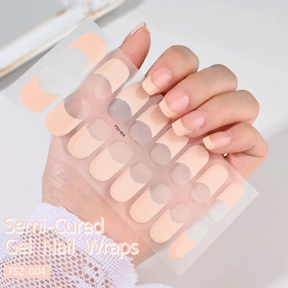 Semi Cured Wraps Fast Gel Nail Sticker Soild Nail Gel Wraps Adhesive Full Cover Gel Nail Decal UV Lamp Cured Manicure Decoration from PriceLows™