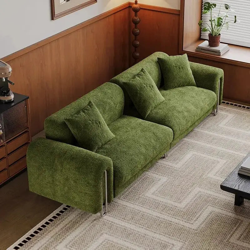 Fabric Sofa | Cream Chenille | Mid Century Style | Small Living Room from PriceLows™