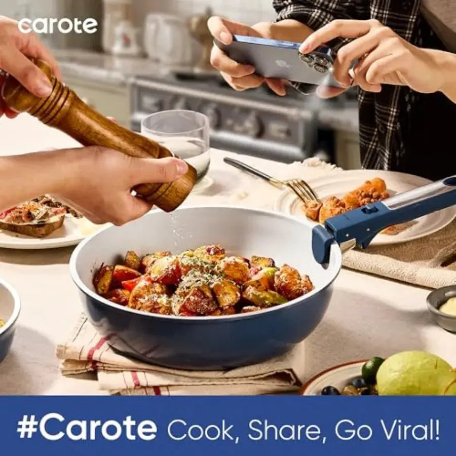 Ceramic Cookware Set Nonstick, Pots and Pans Set Non Stick, Non Toxic Cookware Detachable Handles, Dishwasher/Oven Safe, RV/Cam from PriceLows™