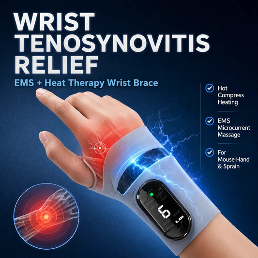 EMS TENS Wrist Massager | 8 Modes 19 Levels | Pulse Heating | Fresh Blue
