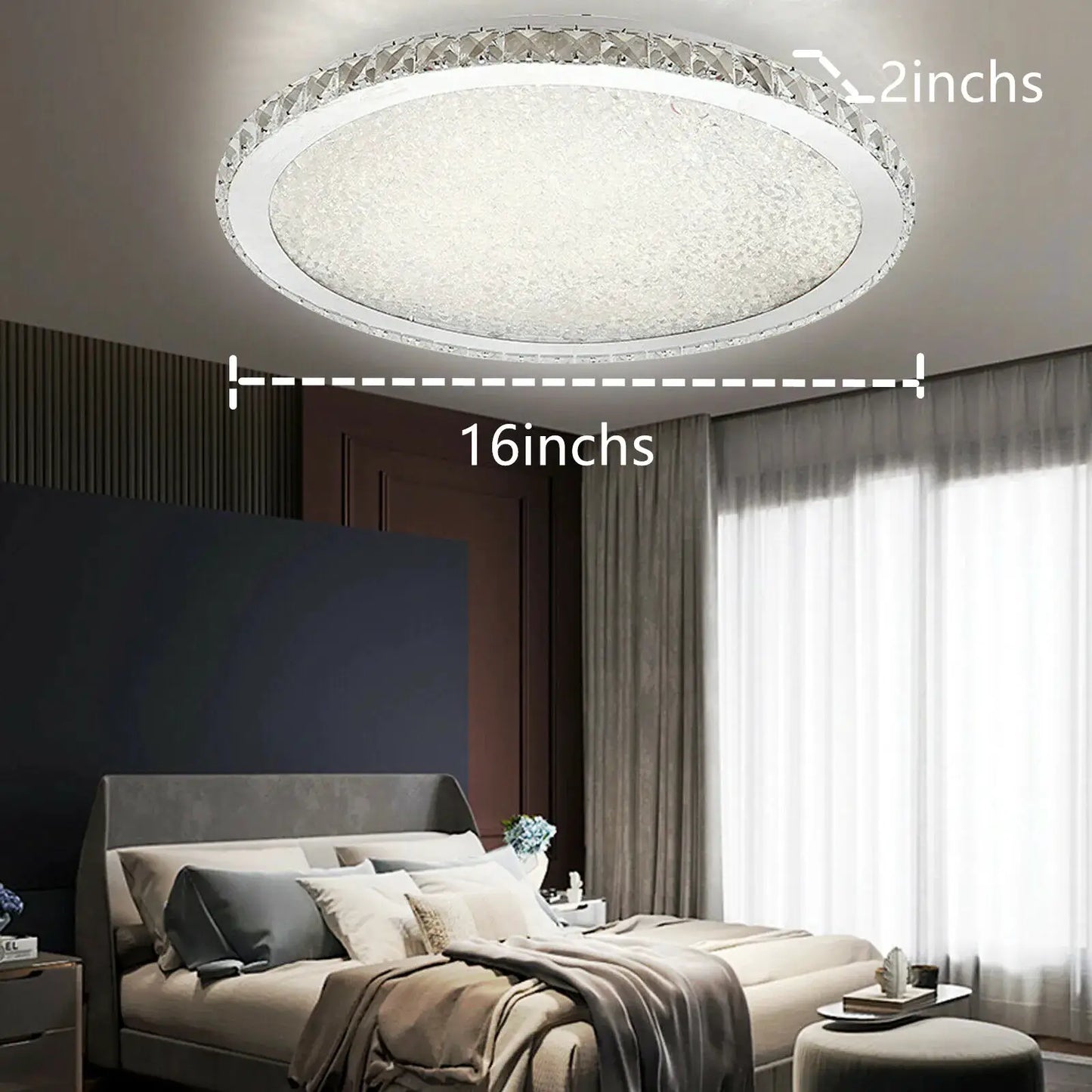 LOYALHEARTD 16" Modern Crystal Ceiling Light Pendant Lamp Luxury Embedded Installation Round LED Chandelier Raindrop Design from PriceLows™