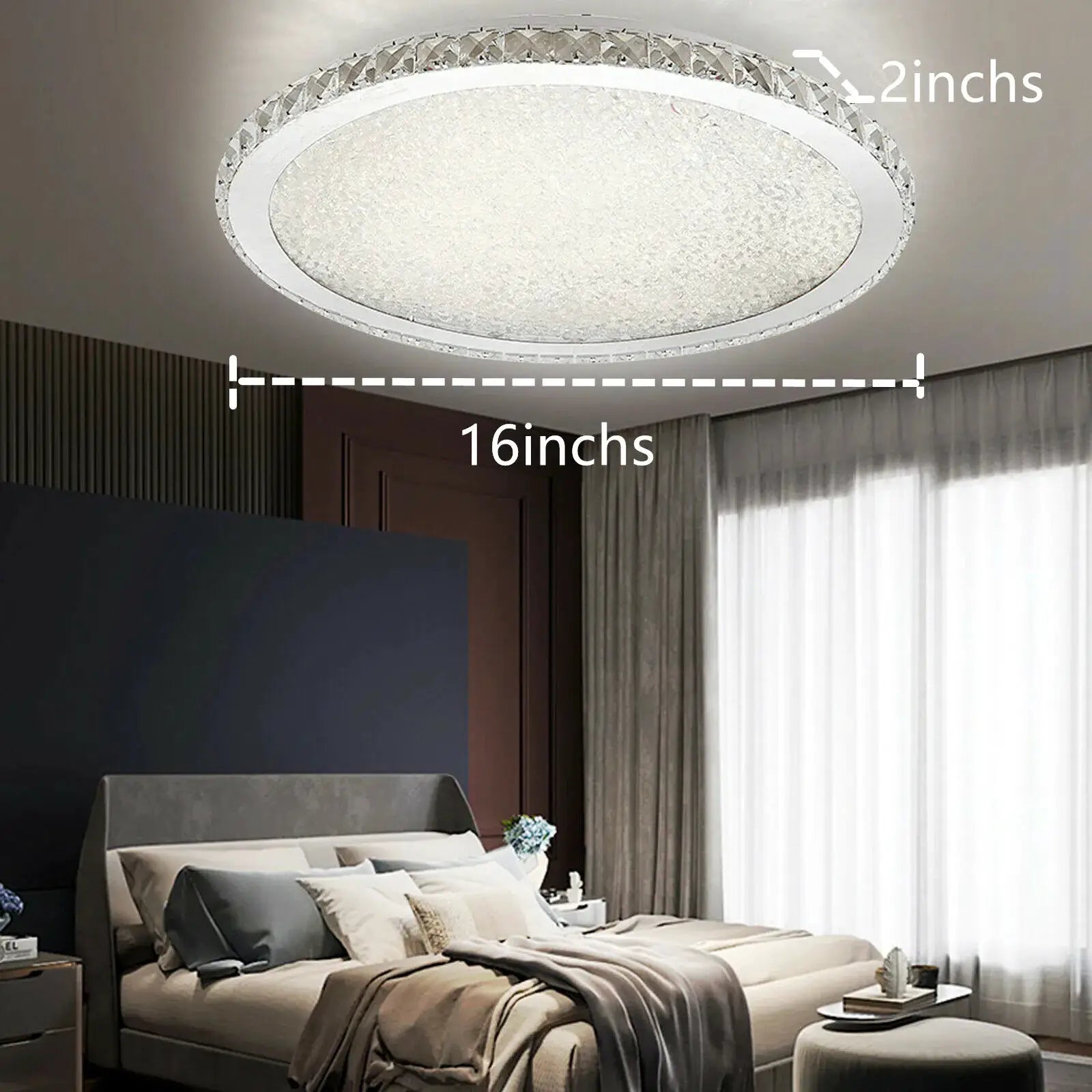 LOYALHEARTD 16" Modern Crystal Ceiling Light Pendant Lamp Luxury Embedded Installation Round LED Chandelier Raindrop Design from PriceLows™