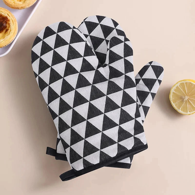 Oven Mitts | High Temperature Resistant | TC Fabric | Black Gray