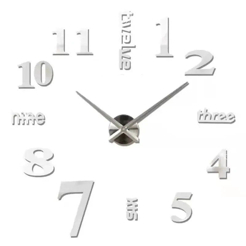 2023 Modern Design Large Wall Clock 3D DIY Quartz Clocks Fashion Watches Acrylic Mirror Stickers Living Room Home Decor Horloge from PriceLows™