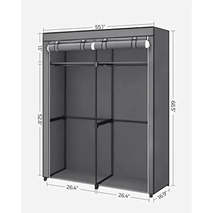 Closet Wardrobe Portable Closet for Bedroom Clothes Rail with Non-Woven Fabric Cover Clothes Storage Organizer 55.1 x 16.9 x 68 from PriceLows™