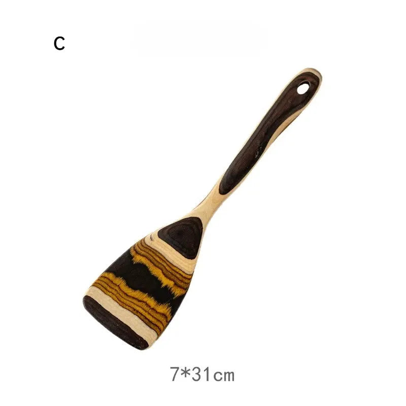 Wooden Kitchen Utensils Set | Heat Resistant | Gradient Color | 6 Piece
