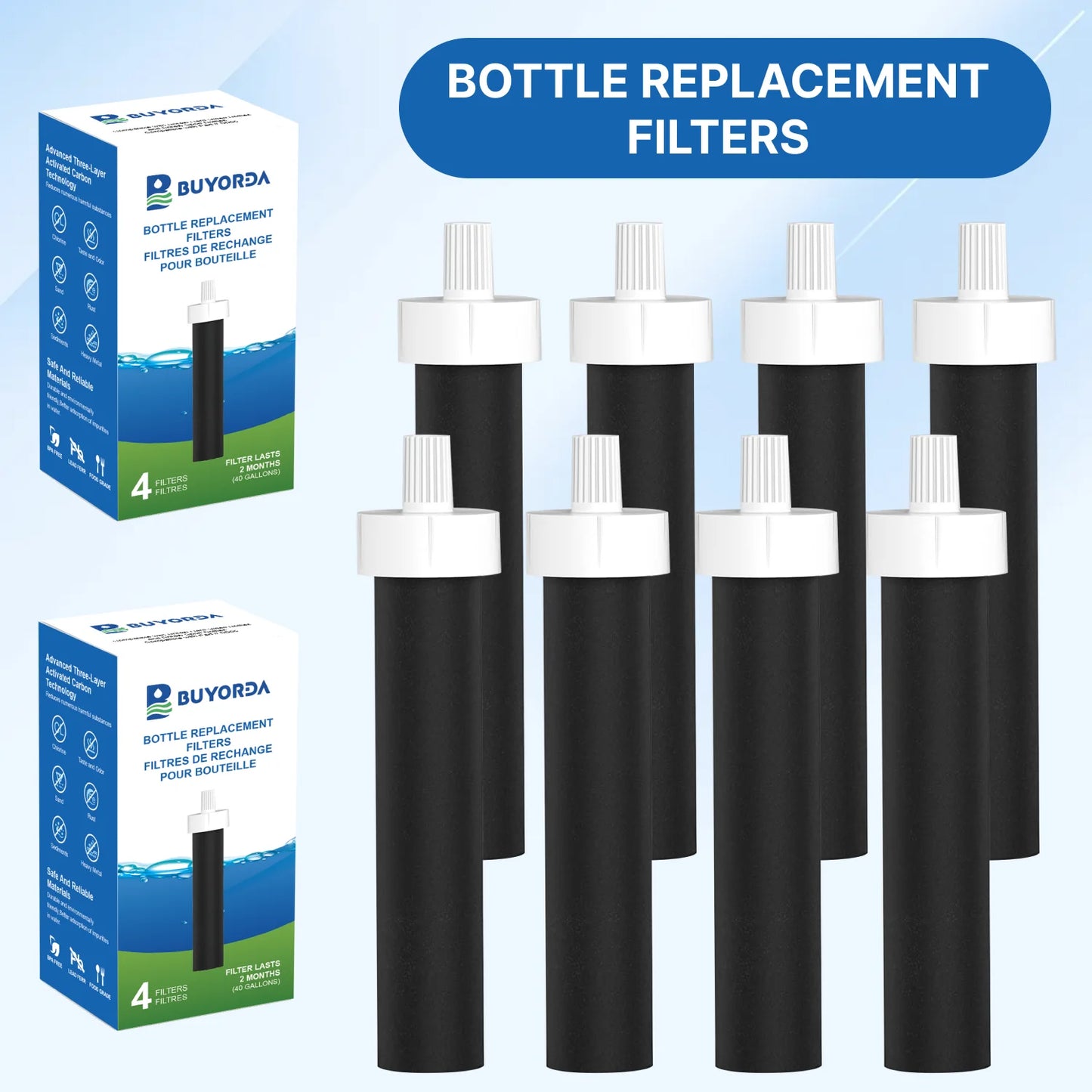 Water Bottle Filter Replacement for Brita BB06 Compatible with Brita Hard Sided and Sport Bottle Filter Long Lasting Clean 8PACK from PriceLows™