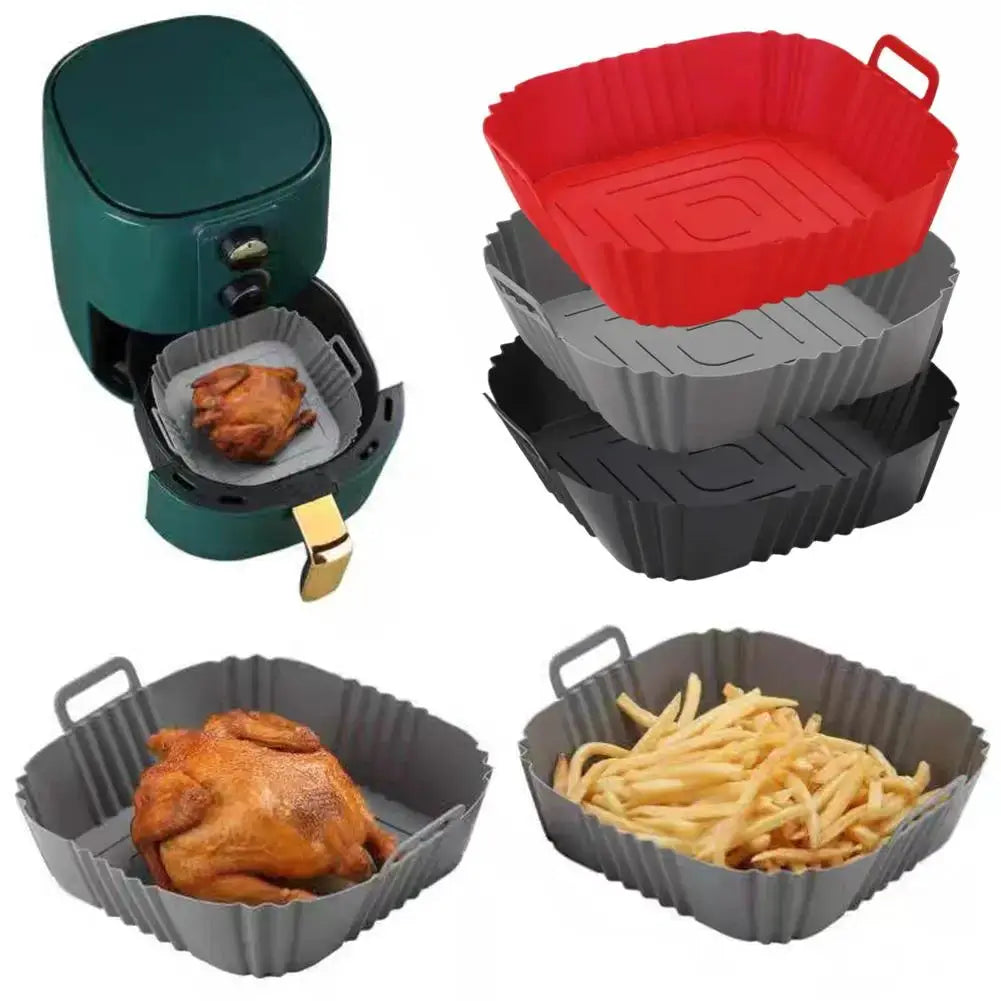 Reusable Silicone Air Fryer Liner | Square 22Cm | Non Stick Handles