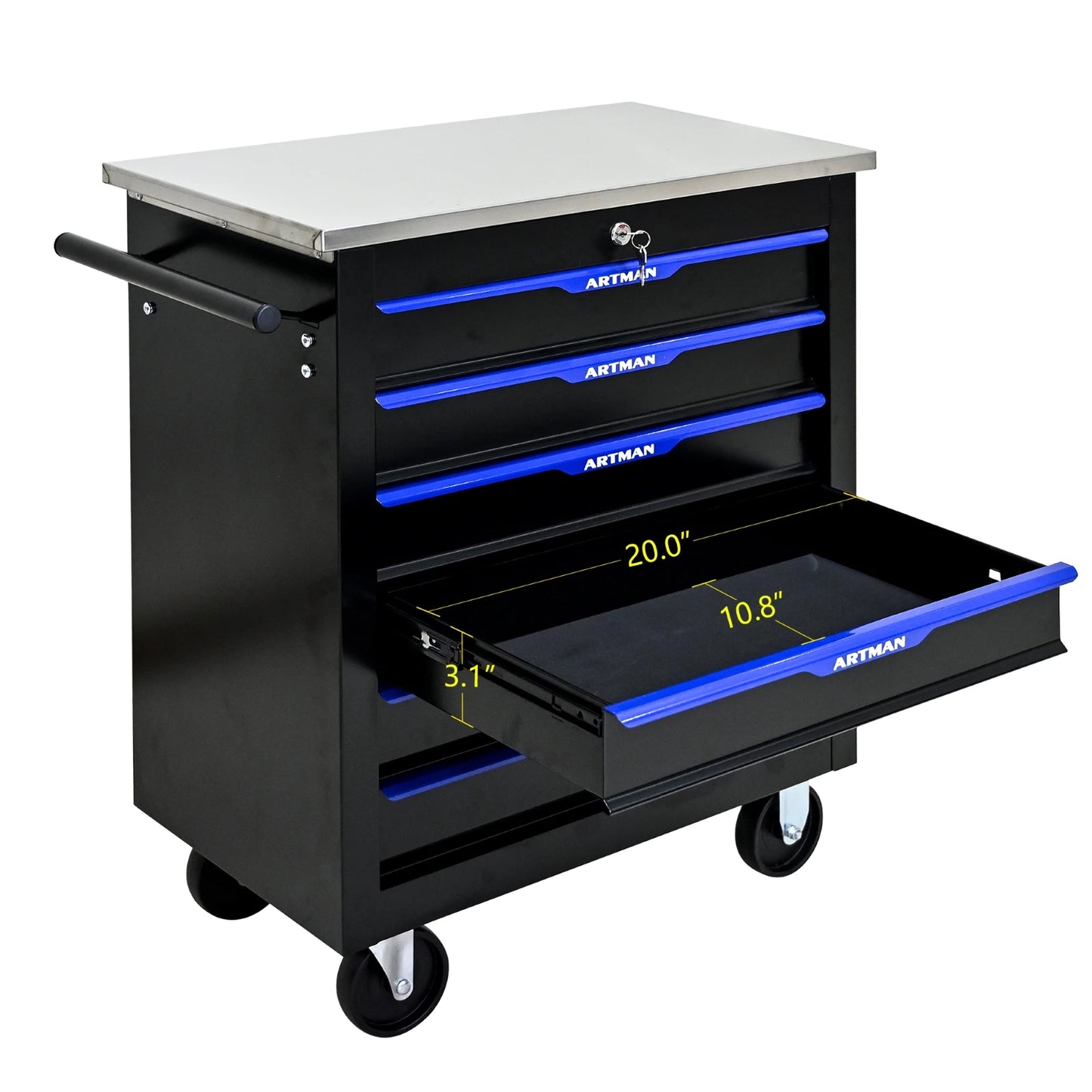 6-drawer rolling tool box cart,tool storage cabinet with 4 wheels,lockable tool trolley system,for garages,workshops,repair from PriceLows™