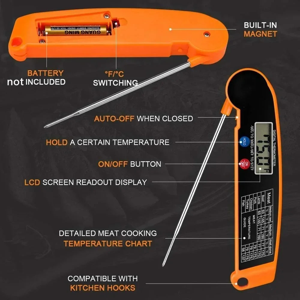 Digital Meat Thermometer | Foldable Design | Kitchen Use | One Size