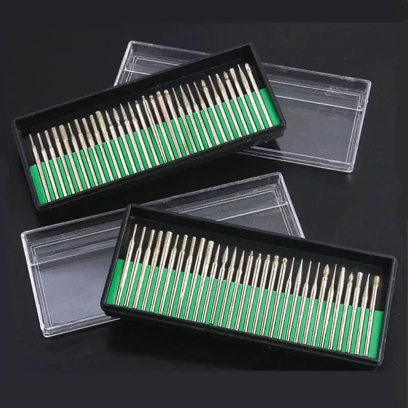 30Pcs Shank 2.35mm 3mm Diamond Grinding Head Set Burr Needle Point Engraving Carving Polishing Glass Drill Bit Rotary Tools from PriceLows™