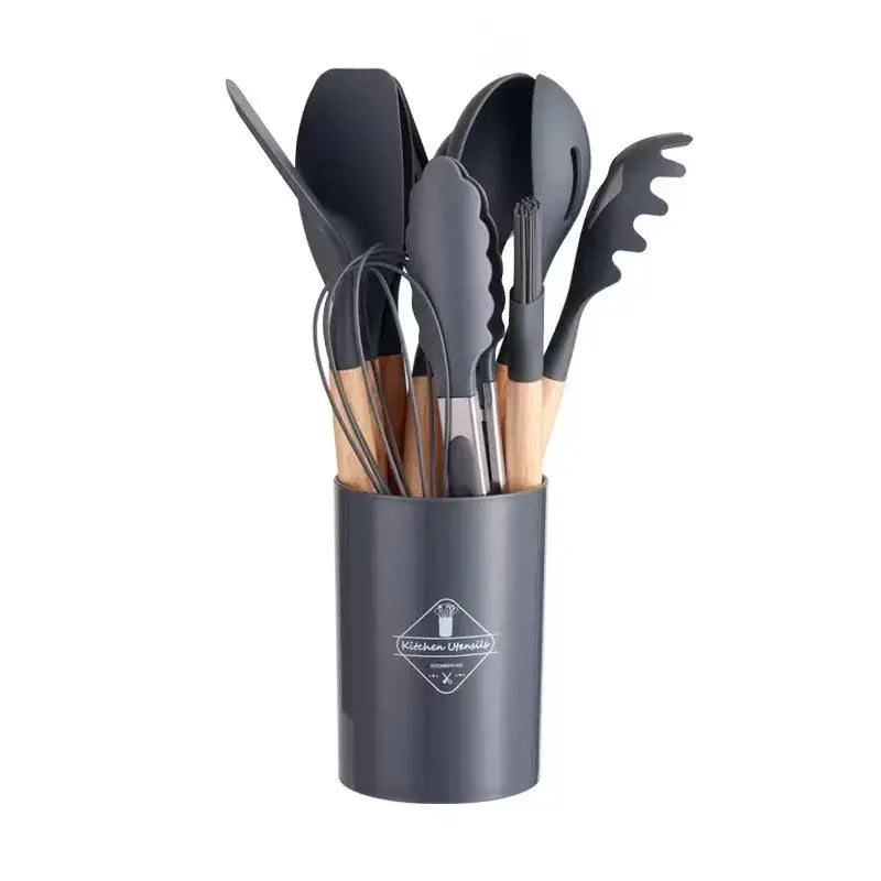 12-Piece Set Spatula Scraper Non-stick Kitchen Utensils Set Mini Version Silicone Kitchen Utensils Wooden Handle Silicone from PriceLows™