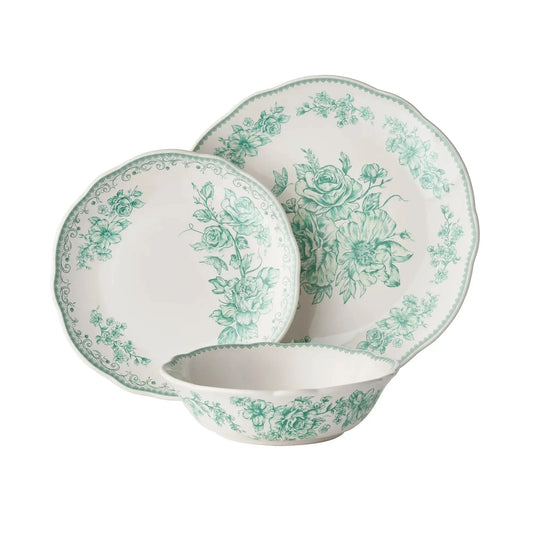 Agatha 12-Piece Green Stoneware Dinnerware Set – Durable Dishwasher & Microwave Safe Plates, Bowls, and Mugs for Everyday Dining from PriceLows™