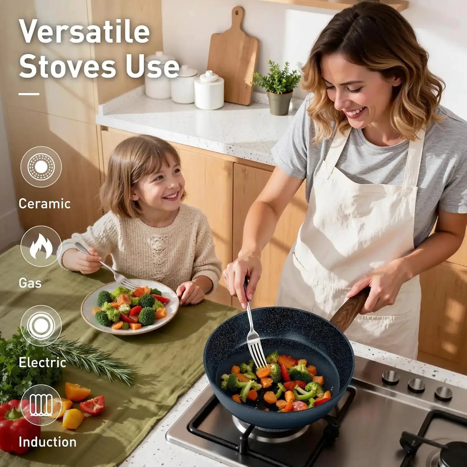 Nonstick Granite Cookware Set, Induction Pots and Pans, Blue Kitchen Set, PFOA & PFOS Free from PriceLows™