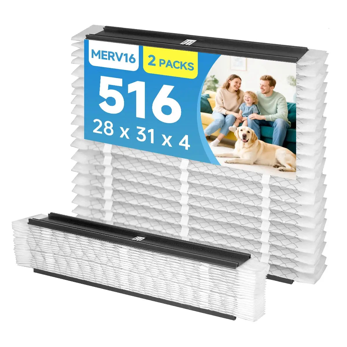 516 Replacement Air Filter MERV 16 Compatible with Whole House Model 2516 1510 Pleated HVAC AC Furnace 31x28x4 Filter 2Packs from PriceLows™
