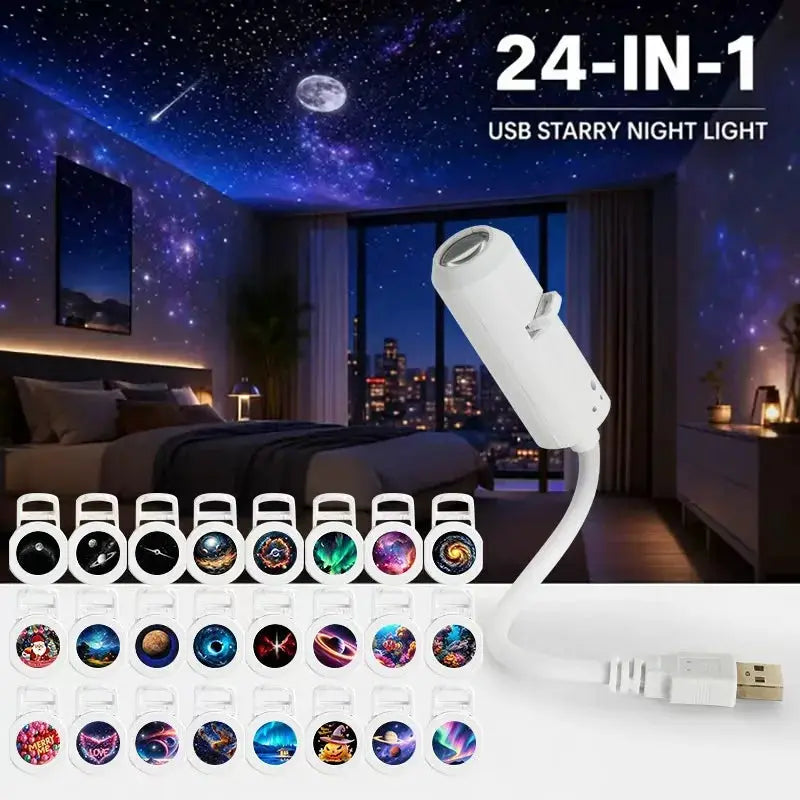 Holographic Night Light | USB Powered | Heart Shape Galaxy Projector