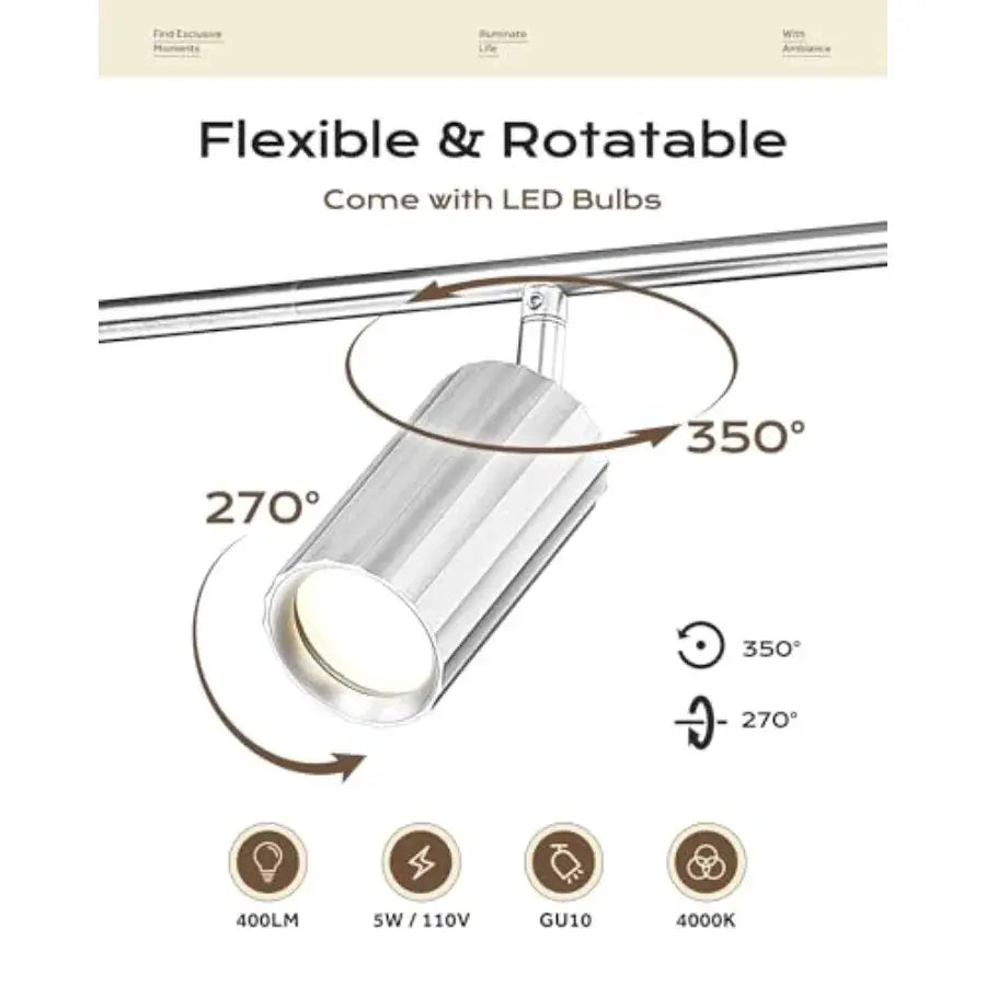 Track Lighting Fixtures Ceiling, 5 Light Brushed Nickel Track Lighting, 3000K GU10 Bulbs Included, 43.7" LED Track Lights for K from PriceLows™