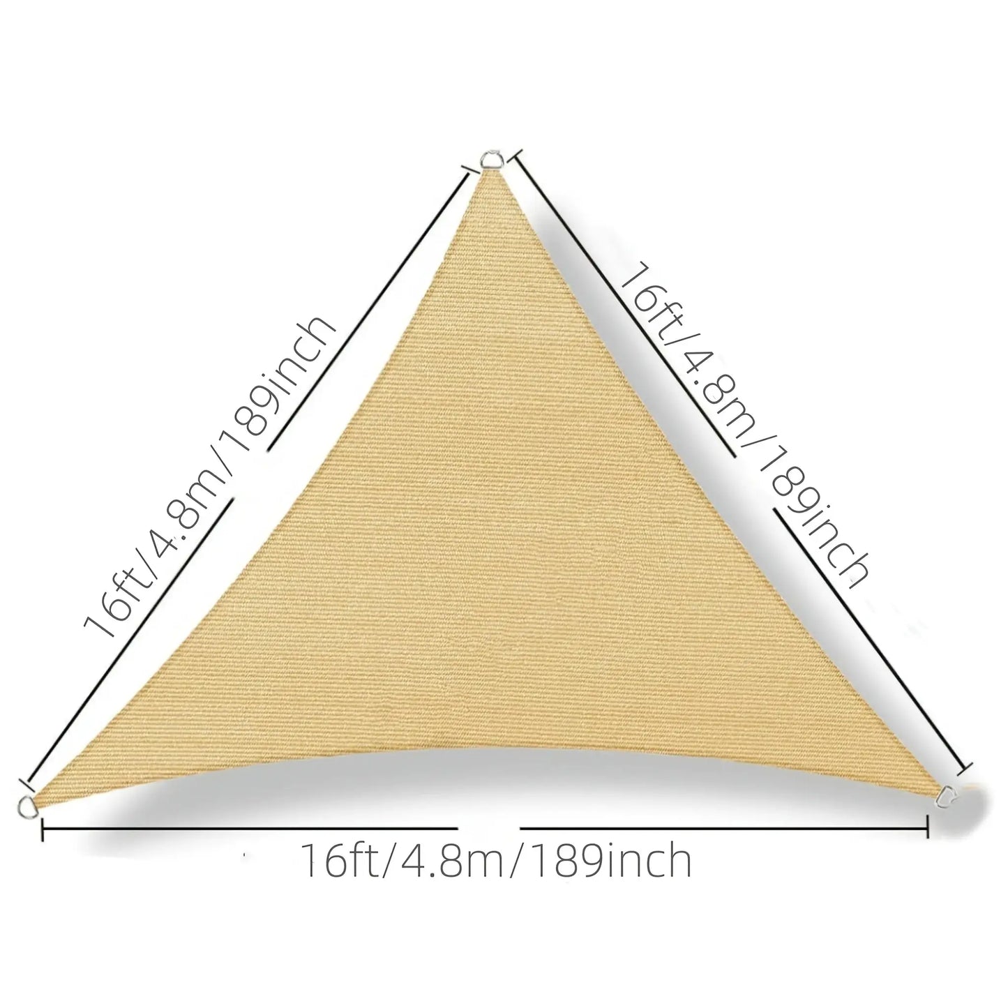16' x 16' x 16' Sun Shade Sail Triangle Canopy, Permeable Shade Cloth Fabric Sunlight Block Patio Cover HDPE Deck Awning for Out from PriceLows™