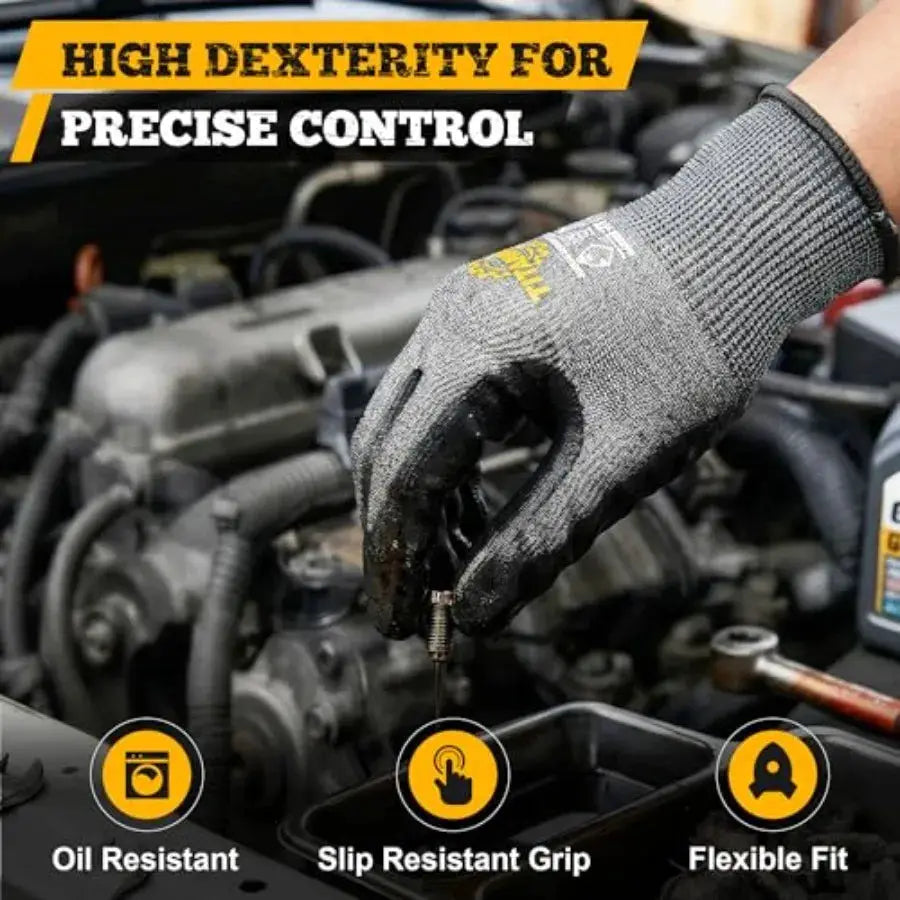 TitanFlex Cut Resistant Gloves ANSI A5, Work Gloves with Sandy Nitrile Grip, Grey from PriceLows™
