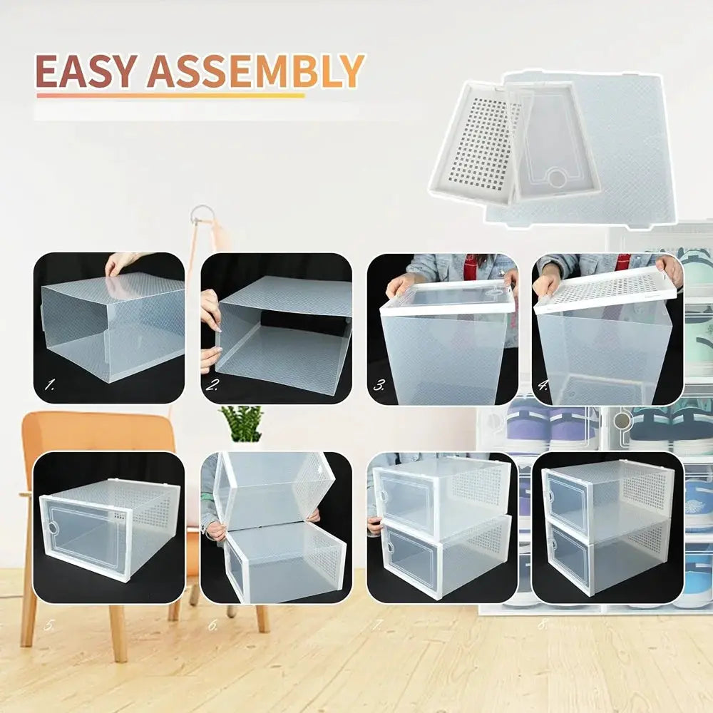 24pcs Large Stackable Plastic Shoe Storage Boxes Dustproof Transparent Display Cabinet for Men/Women Sports Shoes Boots Hat Orga from PriceLows™