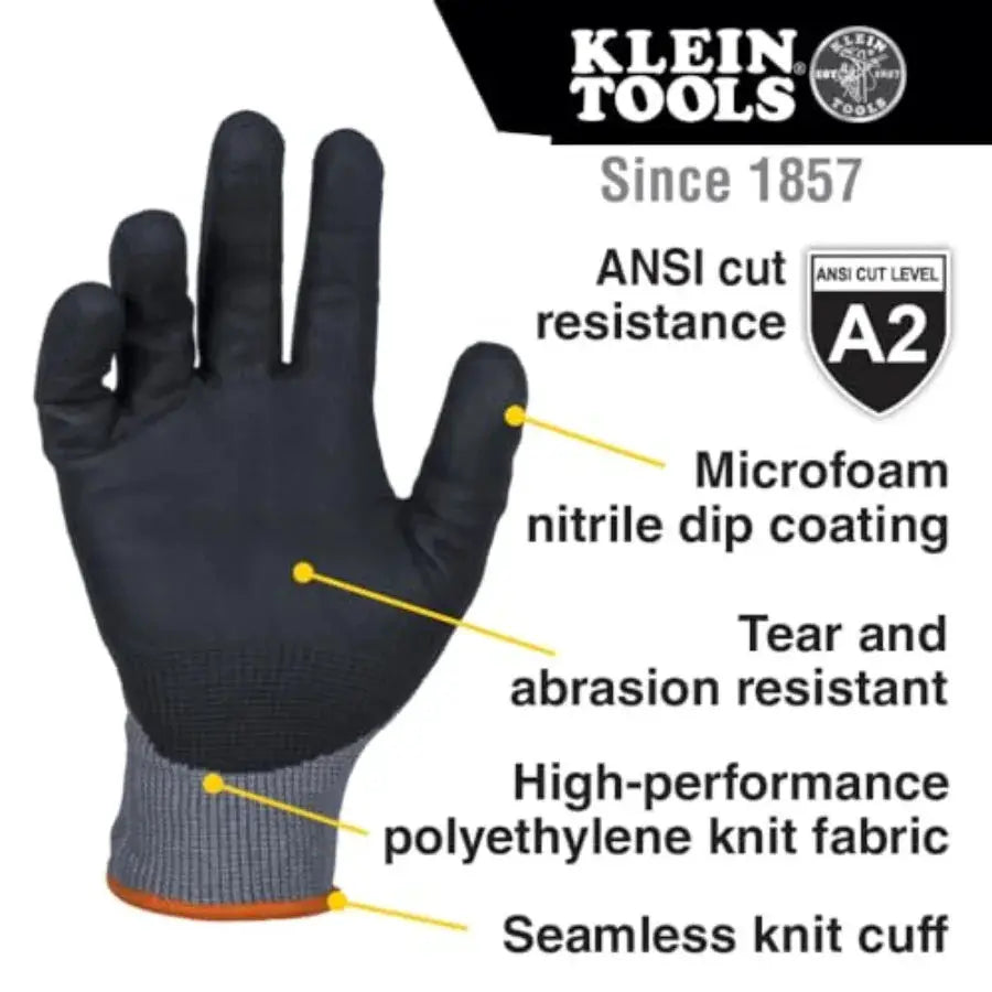 60584 Work Gloves, Knit Dipped Cut Resistant ANSI A2 Nitrile Coated Gloves, HPPE Fabric, Touchscreen Capable,,2-Pair from PriceLows™