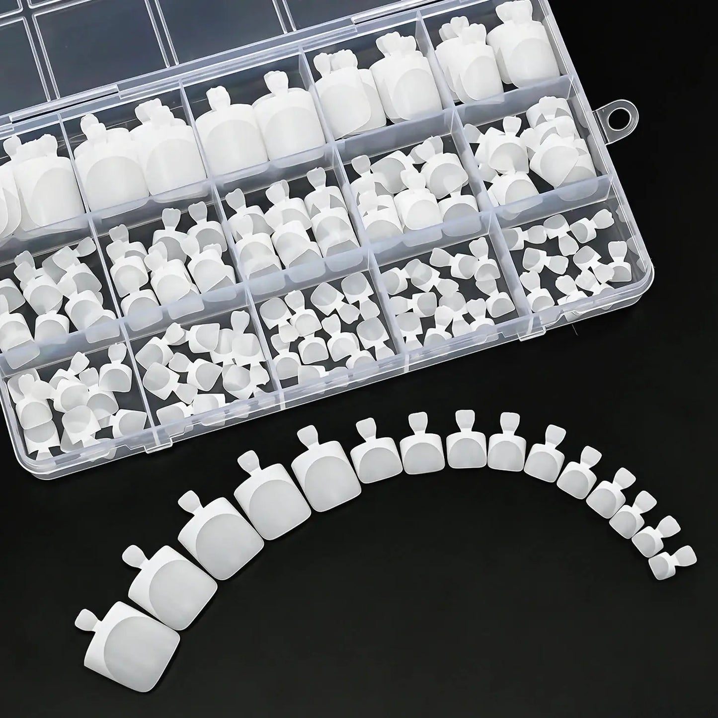 Press On Toenails | Short Square Shape | French White Tips | 150 Pcs Set