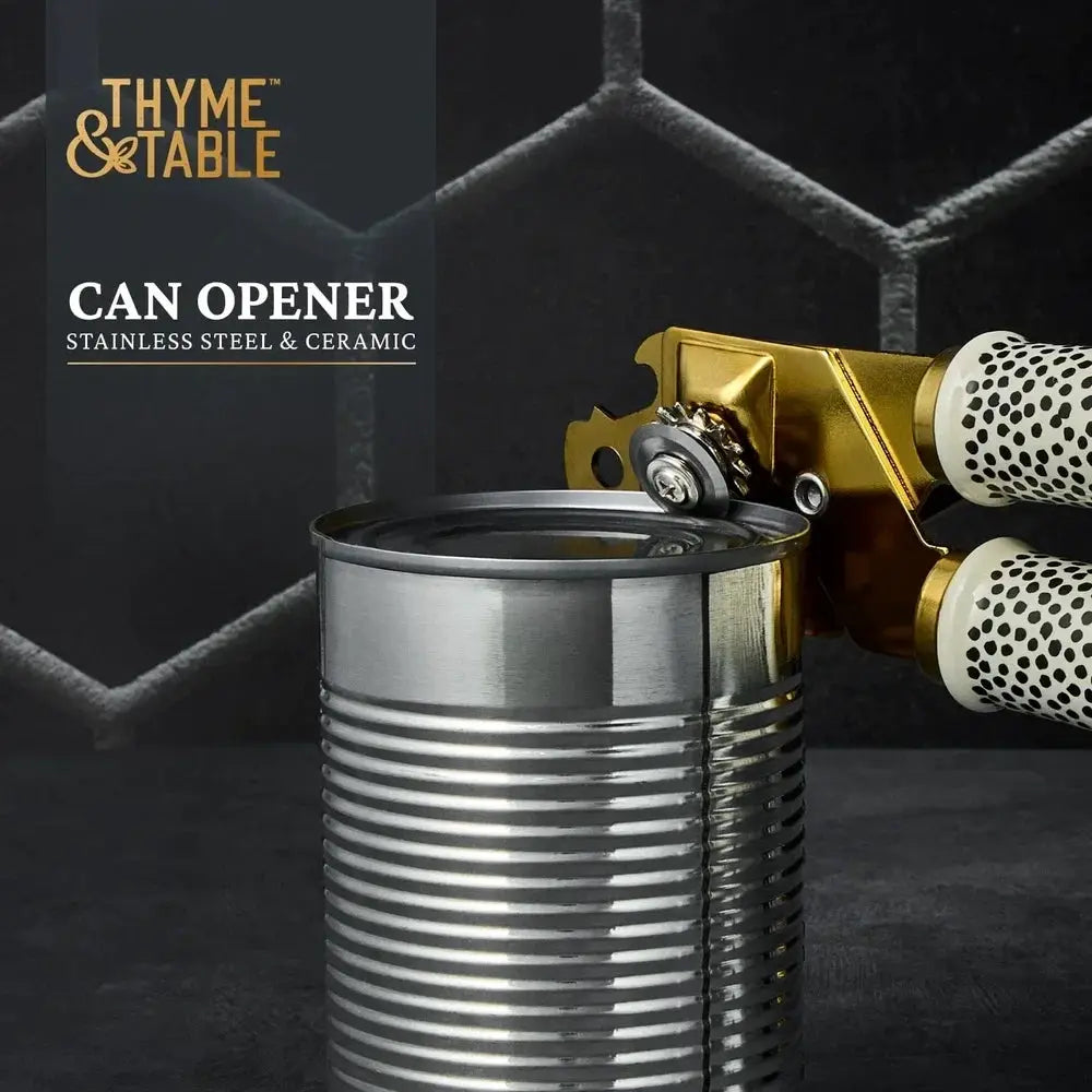 Can Opener Durable Metal Ceramic Dot Handle Comfort Grip Non Slip Easy Use Kitchen Tool Canned Vegetables Fruits Beans from PriceLows™