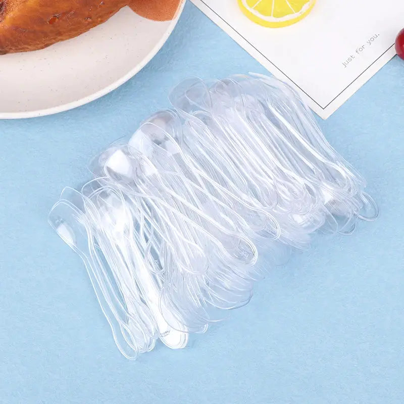 100Pcs Mini Plastic Spoons Flatware Spoons For Jelly Ice Cream Dessert Appetizer Plastic Spoon For Party Supplies from PriceLows™