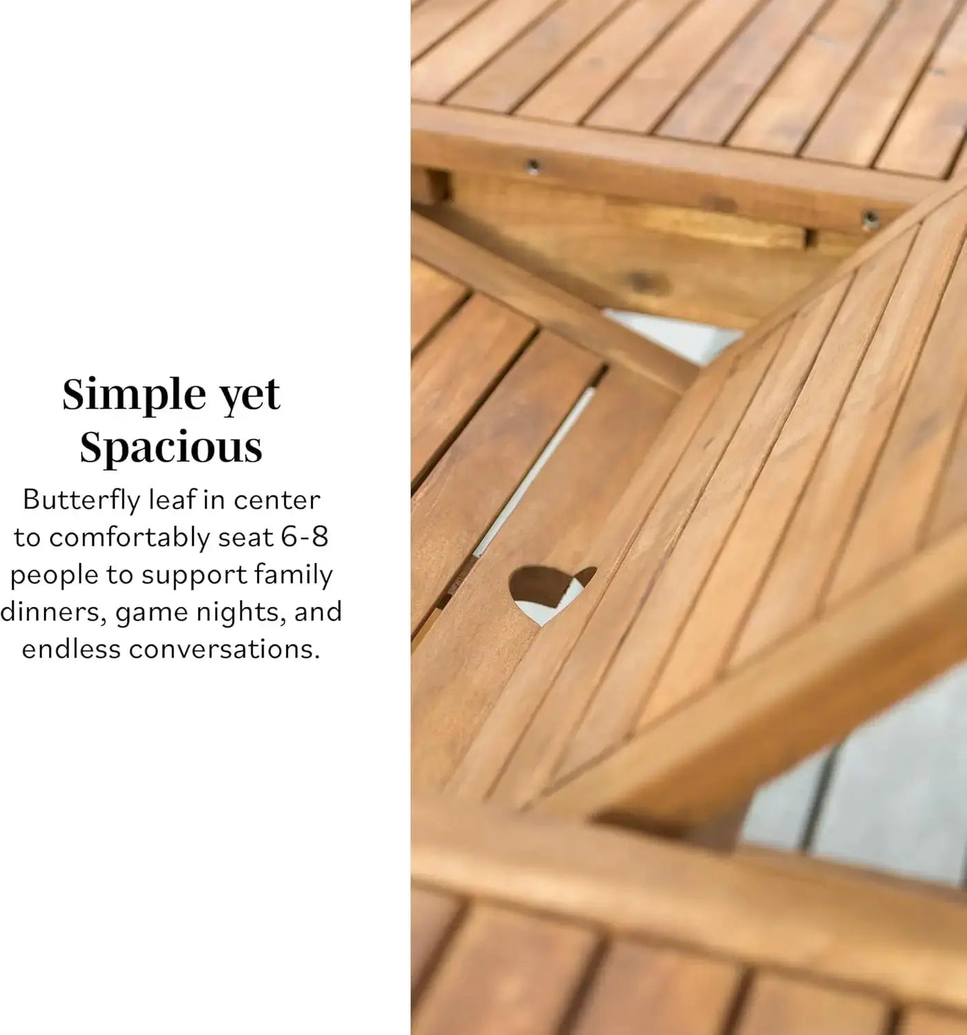 Maui Modern Solid Acacia Wood Slatted Patio Dining Table, 78 Inch, Brown from PriceLows™