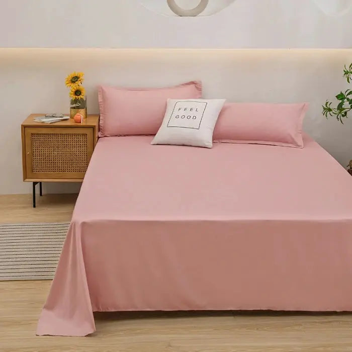 1pc Solid Color Flat Bed Sheet Soft Home Linen for Single/Double/Queen/King Beds from PriceLows™