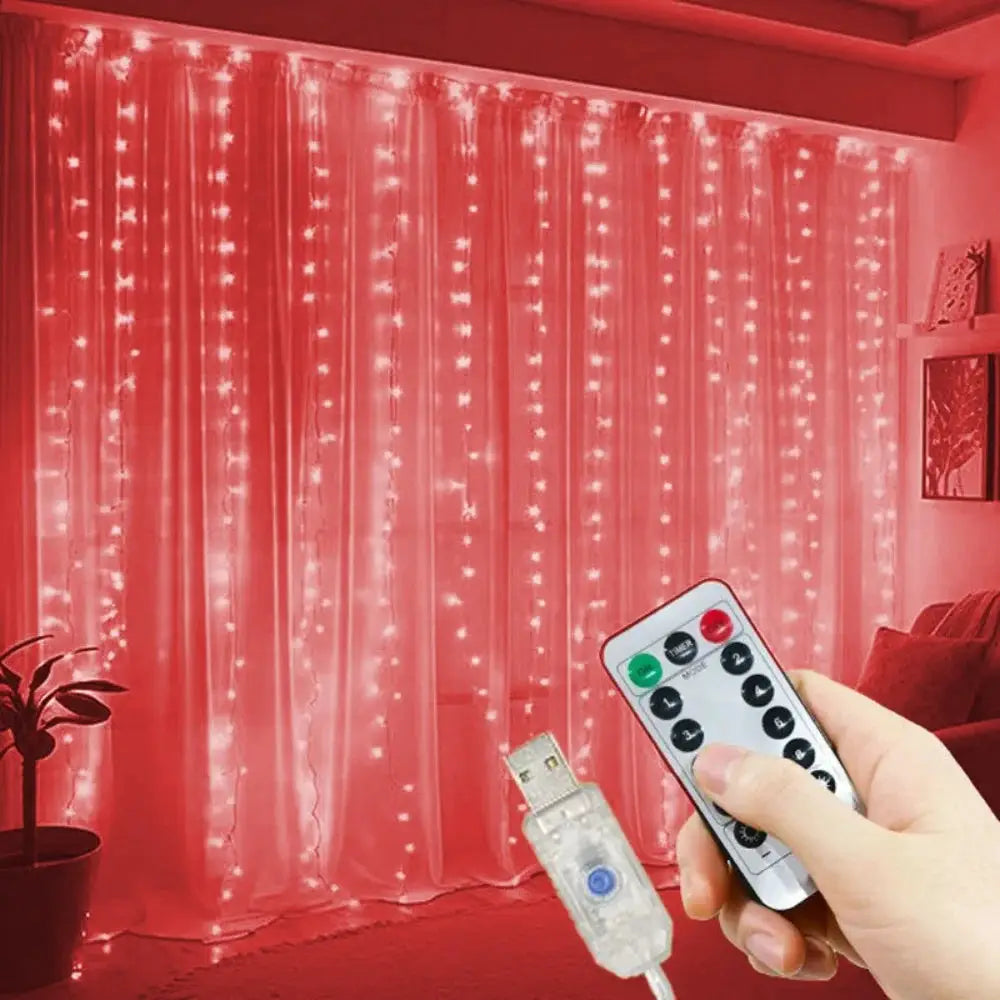 USB Plug 8 Modes LED Wedding Garland Curtain Fairy Light Curtain Lights for Home Valentine's Day Ramadan EID Mubarak Decoration from PriceLows™