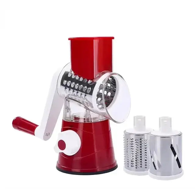 Rotary Vegetable Slicer | 3 In 1 Grater | Stainless Steel Blades