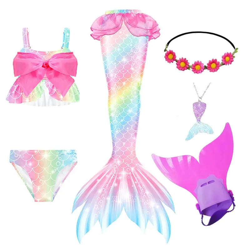 Mermaid Costume for Girl Mermaid Tail for Swimming Can Add Monofin Fin Girls Ariel Mermaid Costumes Cosplay Birthday Gift from PriceLows™