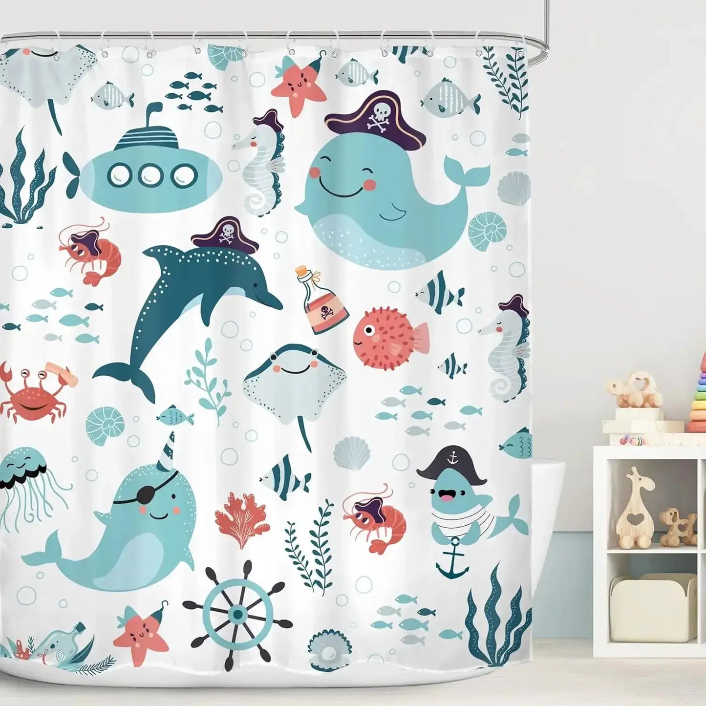 Cartoon Animal Alphabet Shower Curtain Kids ABC Educational Learning Tools Baby Girls Boys Colourful Bath Curtain Bathroom Decor from PriceLows™