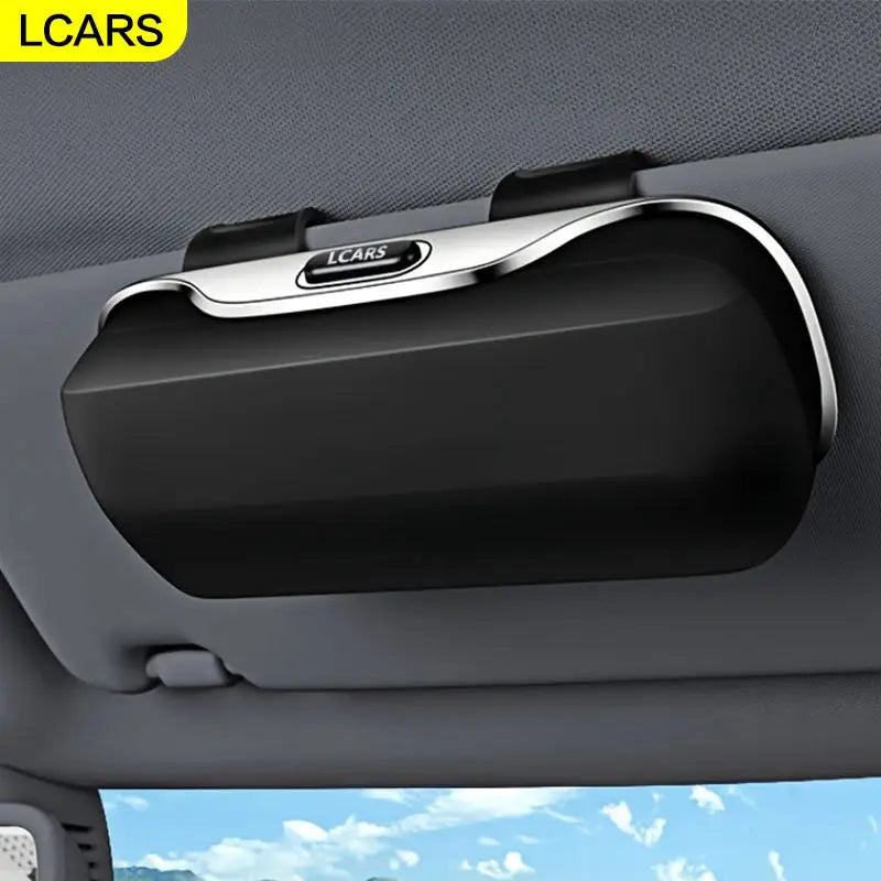Lcars Push-Type Car Glasses Case, Sun Visor Glasses Holder, Built-In Soft Cloth Anti-Scratch and Shock-Proof Glasses Storage Box from PriceLows™