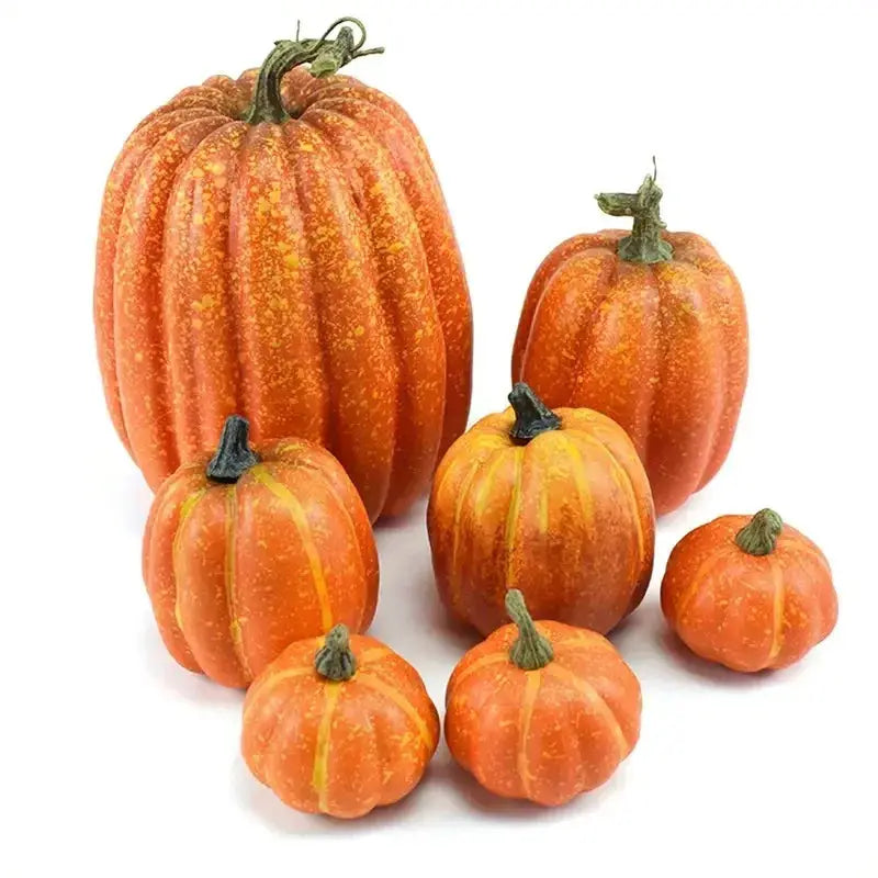 Artificial Pumpkins | Foam Plastic | Orange Color | 7 Piece Count