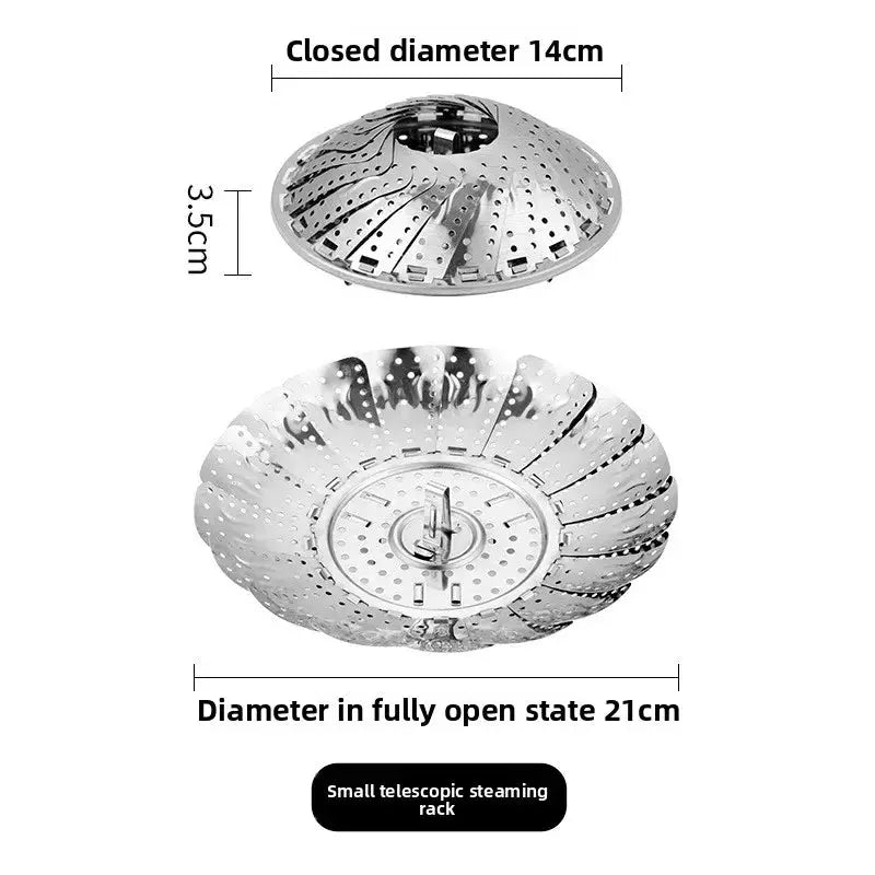 Stainless Steamer Basket | Expandable 6 to 10.5in | Foldable | Fits Pots