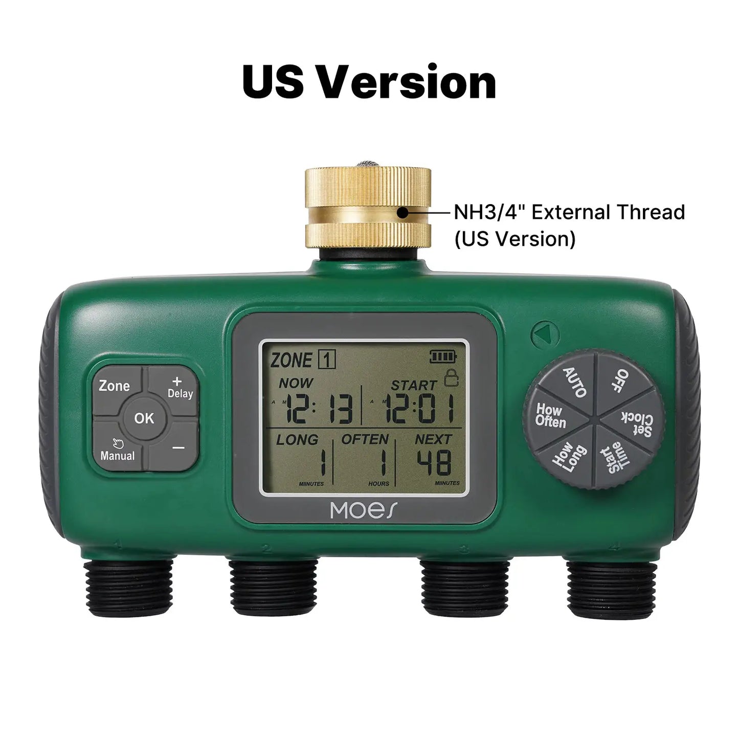 MOES Digital Water Timer 1/3/4 Outlet Brass Inlet Programmable Irrigation Controller LCD Display IPX5 Waterproof from PriceLows™