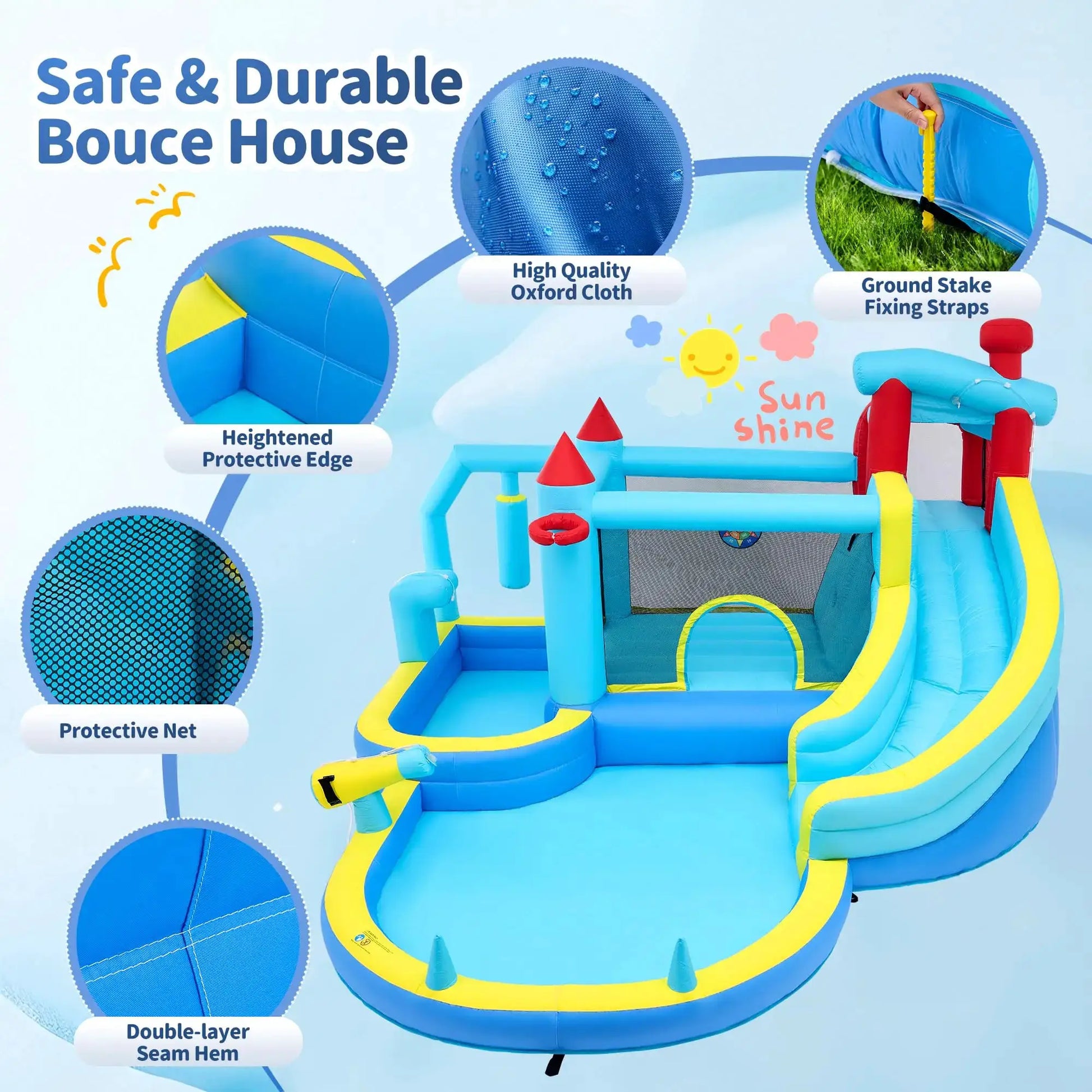 Inflatable Bounce House With Blower Wet Dry Water Slide Kids Jumping Castle Splash Pool Climbing Wall For Indoor Outdoor from PriceLows™