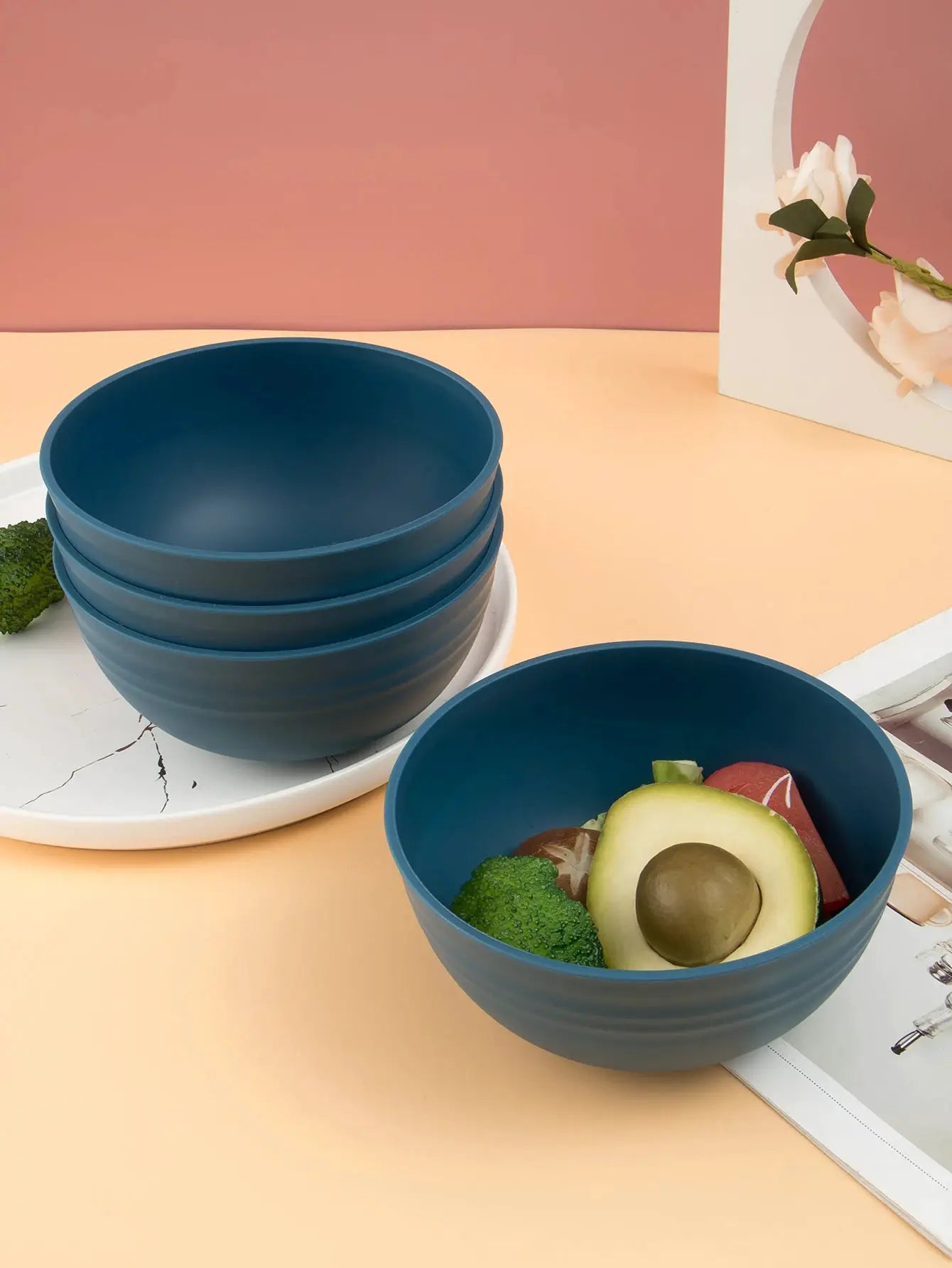 Cutlery set with cups, plates, and bowls, 16/32-piece set, dishwasher safe, off-white plastic bowls and plates, home set, suitab from PriceLows™