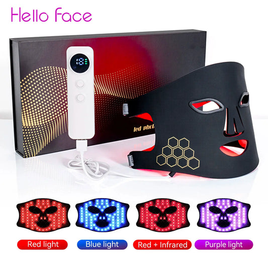 Hello Face Portable Red Infrared Blue LED Light Therapy Face Mask Acne Treatment, Skin Rejuvenation, Home Use for All Skin Types from PriceLows™