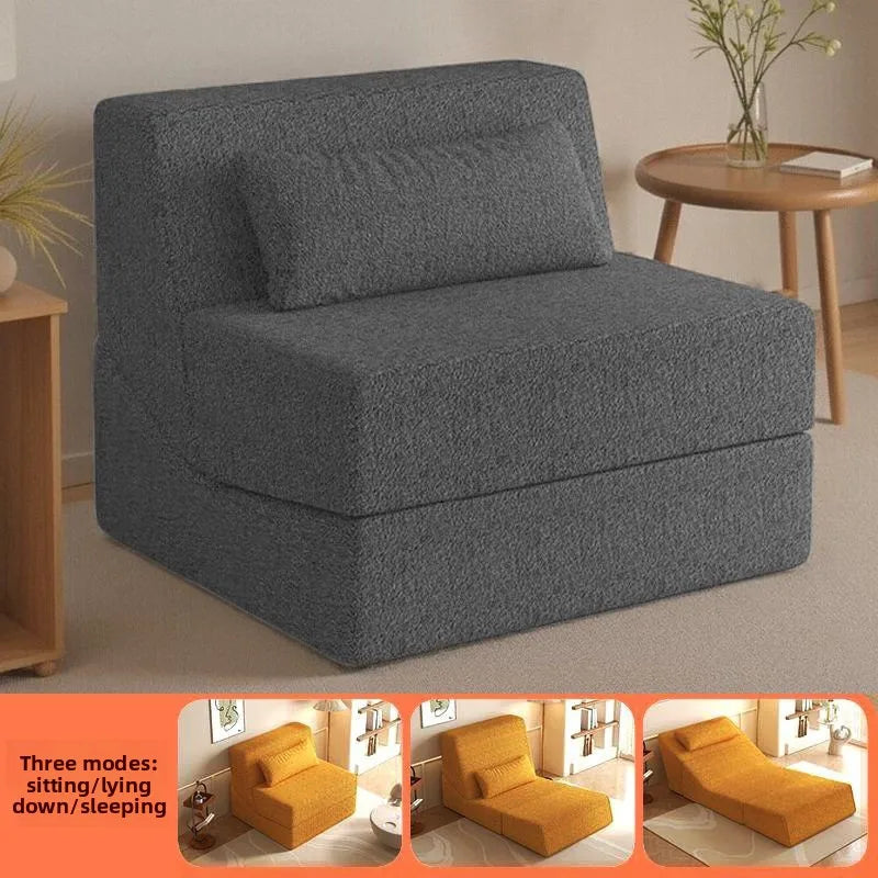 Folding Sofa Bed | Velvet Fabric | Convertible Recliner | Compact Size