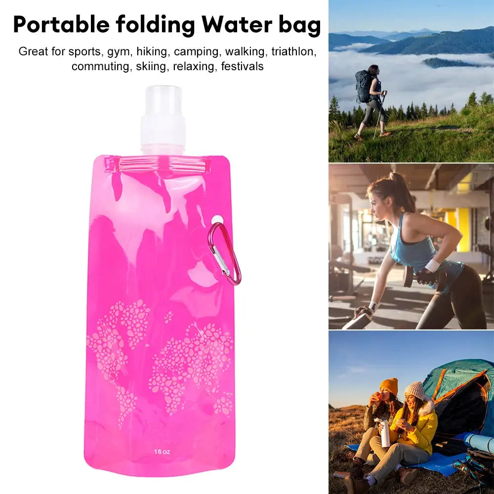 500ML Portable Ultralight Foldable Silicone Folding Water Bottle Water Bag Outdoor Sport Supplies Hiking Camping Soft Flask Bag from PriceLows™