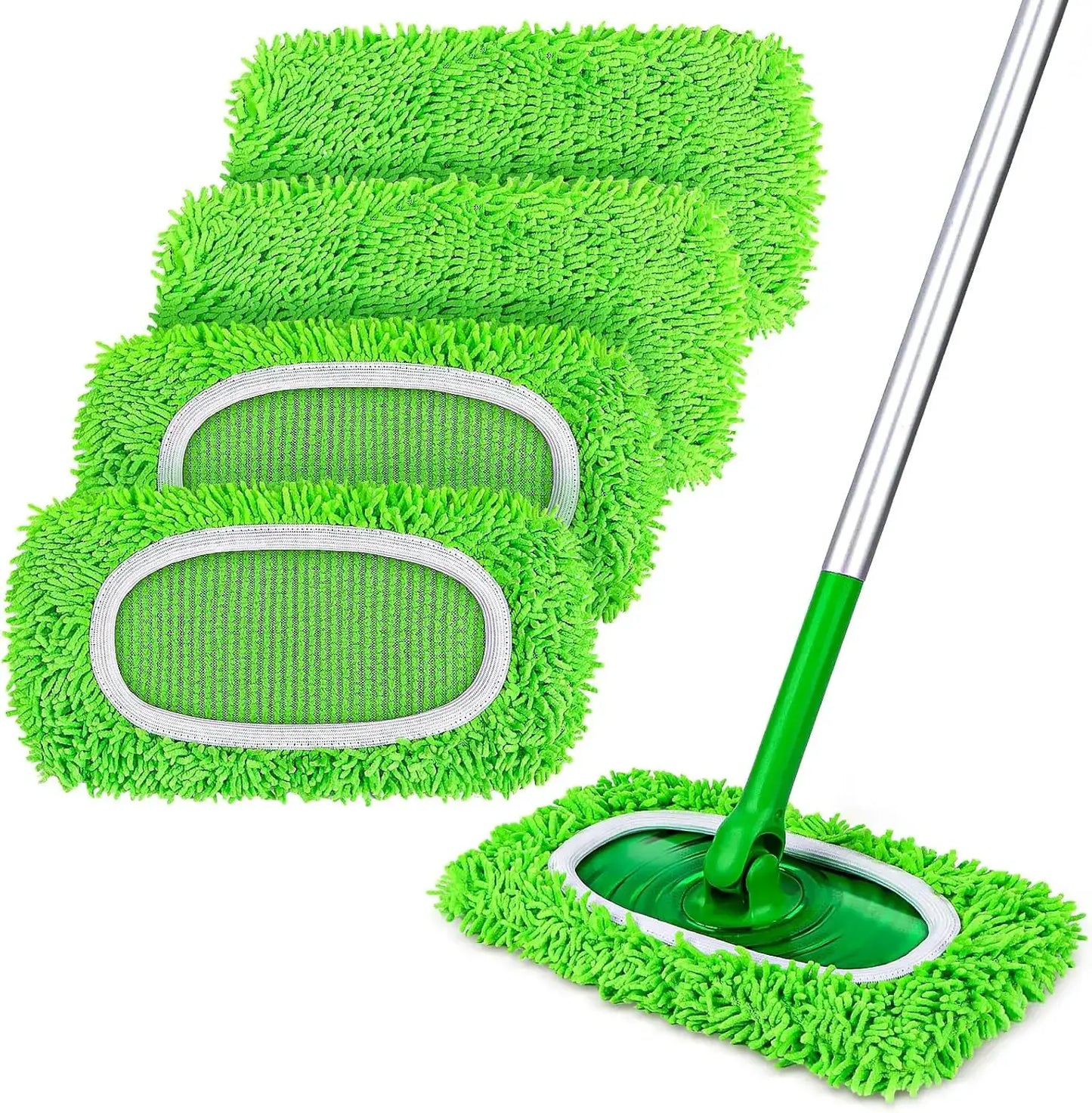Reusable Microfiber Mop Pads, 4-Pack, Wet & Dry Use, for All Floor Types, Machine Washable from PriceLows™