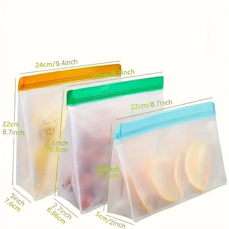 Reusable Silicone Food Pouches | Leakproof | Freezer Safe | 3 Pack