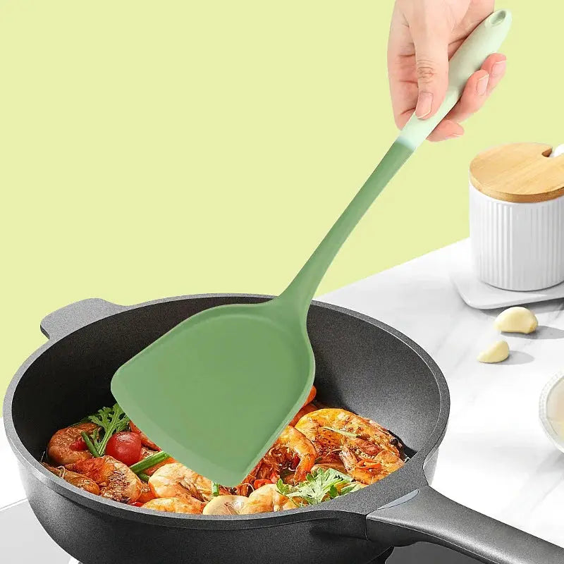 6-Piece Silicone Kitchen Utensil Set: Chinese Spatula, Soup Ladle, Slotted Turner, Pasta Spoon, Salad & Honey Scrapers for Non-S from PriceLows™