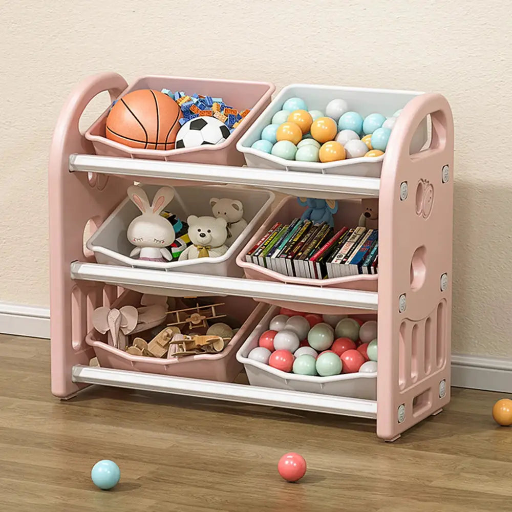 Kids Toy Storage Organizer with 6 Bins, Multi-functional Nursery Organizer Kids Furniture Set Toy Storage Cabinet Unit with HDPE from PriceLows™