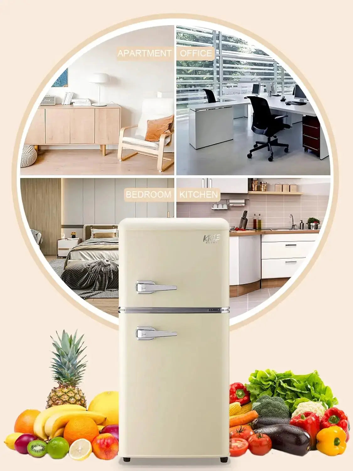 KRIB BLING 3.2 Cu.ft Compact Refrigerator, Mini Fridge with Freezer, Retro Design Small Drink Chiller for Home, Office from PriceLows™