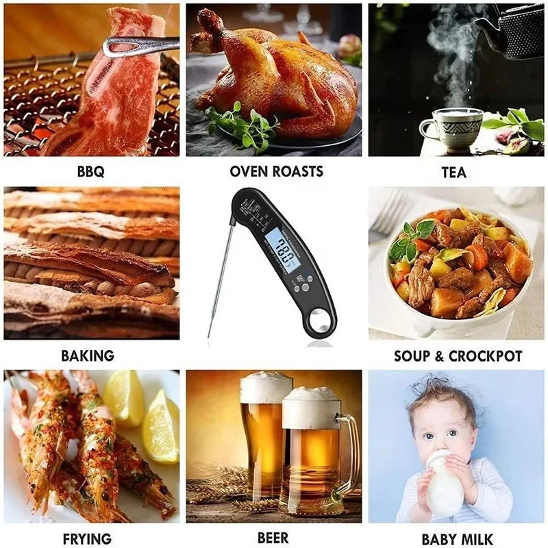 Digital Thermometer | Folding Probe | Portable Kitchen Use | Meat Milk Food